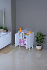 Arden 65 cm Beyaz 2 Bölmeli Banyo Düzenleyici Dolap 1 Raflı Çok Amaçlı Mutfak Dolabı 65x75x32,5 cm