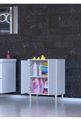 Arden 65 cm Beyaz 2 Bölmeli Banyo Düzenleyici Dolap 1 Raflı Çok Amaçlı Mutfak Dolabı 65x75x32,5 cm