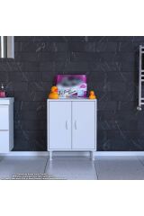 Arden 65 cm Beyaz 2 Bölmeli Banyo Düzenleyici Dolap 1 Raflı Çok Amaçlı Mutfak Dolabı 65x75x32,5 cm