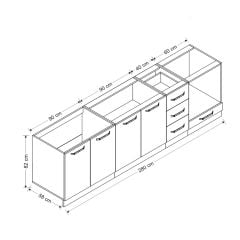 Minar 280 Cm Mutfak Dolabı Beyaz Dore 280-D9-Alt Modül