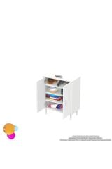 Nirat 65 cm 4 Bölmeli Beyaz Banyo Mutfak Dolabı 3 Raflı Kapaklı Çok Amaçlı Dolap 65x75x32,5 cm