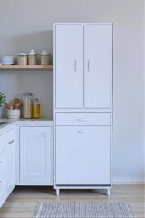 Pine 65 cm Genişlikte Dolap 65x171x32,5 cm Banyo/Mutfak Dolabı İki Kapaklı Sepetli Dolap