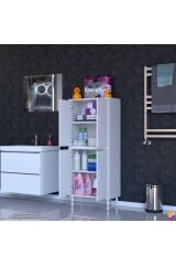 Nuve Geniş Depolama Alanlı Dolap 65 cm Banyo/Mutfak Çok Fonksiyonlu 65x138x32,5 cm Saklama Dolabı