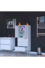 Alia Çok Kullanışlı Dolap G:65 cm Üst Bölme Kapaklı Alt Bölme Çekmeceli 65x138x32,5 cm Modüler Dolap