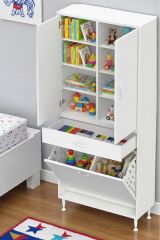 Reli Dolap Beyaz Çok Kullanımlı 70 cm Eninde Banyo Dolabı 70x171x32,5 cm 2 Kapak 6 Raf Dolap