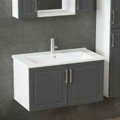 Sanya Banyo Dolabı 85Cm As2K+2K1A+Etj+Boy Beyaz Antrasit