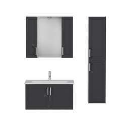 Sanya Banyo Dolabı 85Cm As2K+2K1A+Etj+Boy Beyaz Antrasit