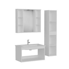 Sanya Banyo Dolabı 85Cm As2K+2K1A+Etj+Boy Beyaz Antrasit