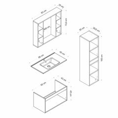 Sanya Banyo Dolabı 85Cm As2K+2K1A+Etj+Boy Beyaz Antrasit