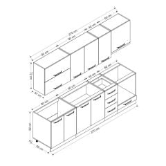 Minar 270 Cm Mutfak Dolabı Beyaz 270-B8
