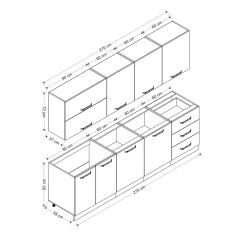 Minar 270 Cm Mutfak Dolabı Beyaz Antrasit 270-A1