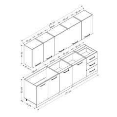 Minar 270 Cm Mutfak Dolabı Beyaz Antrasit 270-A2