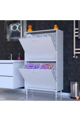 Veluna 70 cm Kirli Çamaşır Sepetli Dolap Banyo Dolabı Beyaz 70x138x32,5 cm 4 Sepetli Dolap