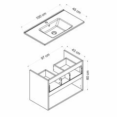 Minar Banyo Dolabı Alt 100Cm As2K1Ç+Etj