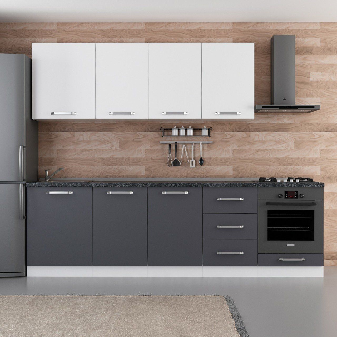 Minar 270 Cm Mutfak Dolabı Beyaz Antrasit 270-A3