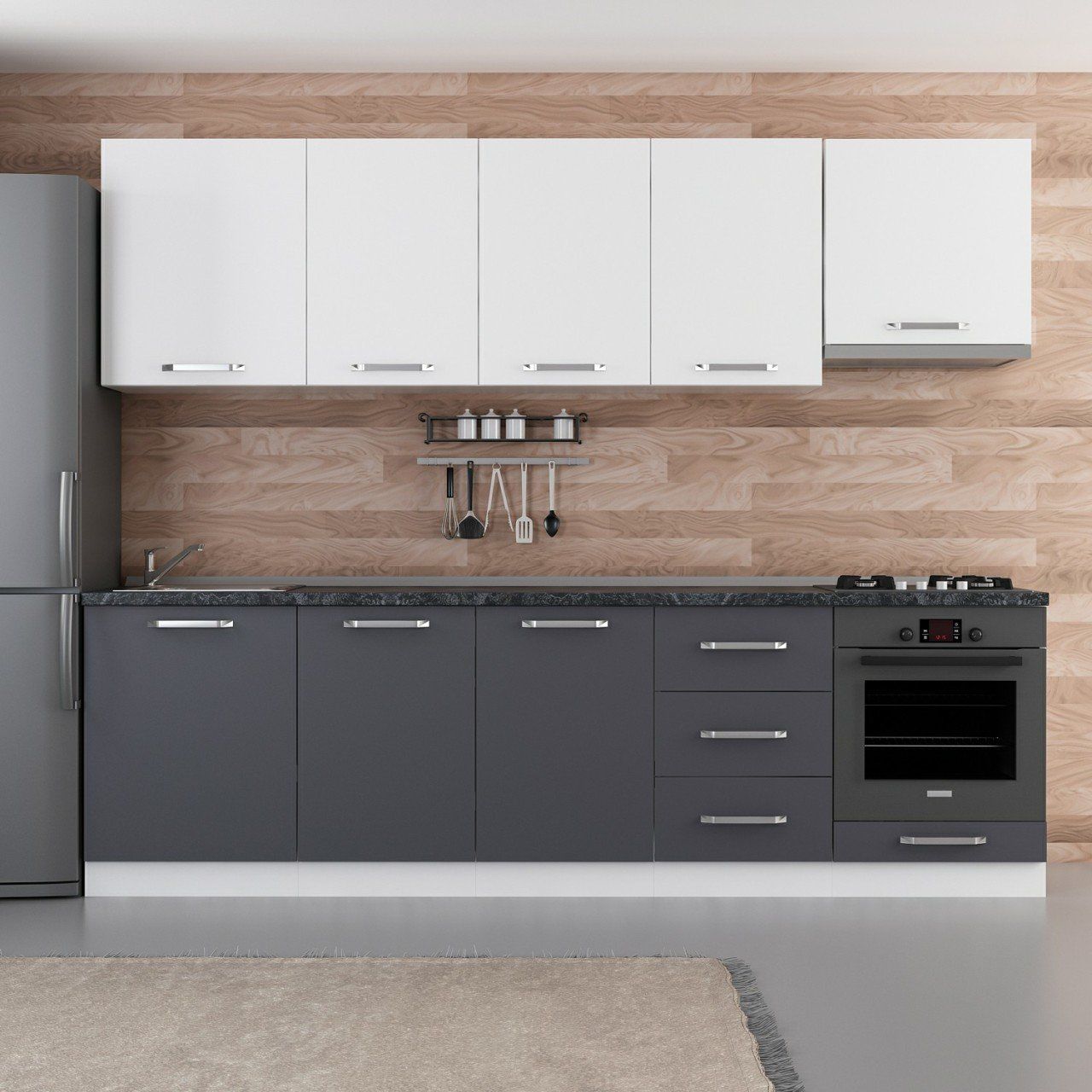 Minar 270 Cm Mutfak Dolabı Beyaz Antrasit 270-A5