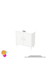 Nirat 70 cm 4 Bölmeli Beyaz Banyo Mutfak Dolabı 3 Raflı Kapaklı Çok Amaçlı Dolap 70x75x32,5 cm