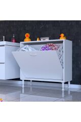 Sare 70 cm Beyaz Sepetli Banyo Dolabı,Mutfak Dolabı 70x75x32,5 cm Oyuncak Sepeti Çok Amaçlı Dolap
