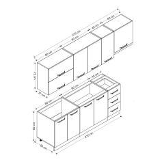 Minar 270 Cm Mutfak Dolabı Beyaz Antrasit 270-A7
