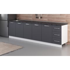 Minar 290 Cm Mutfak Dolabı Beyaz Antrasit 290-A2-Alt Modül