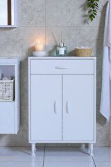 Rose 70 cm Beyaz 1 Çekmeceli Banyo Mutfak Dolabı 4 Bölmeli 3 Raflı Çok Amaçlı Dolap 70x88x32,5 cm