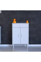 Rose 70 cm Beyaz 1 Çekmeceli Banyo Mutfak Dolabı 4 Bölmeli 3 Raflı Çok Amaçlı Dolap 70x88x32,5 cm