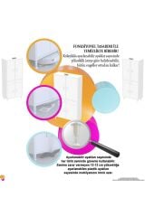 Line Beyaz 70 cm Banyo Dolabı Çok Bölmeli Banyo Düzenleyici Dolap 4 Kapaklı 4 Raflı 70x173x32,5 cm