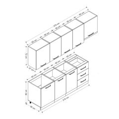 Minar 270 Cm Mutfak Dolabı Beyaz Dore 270-D4