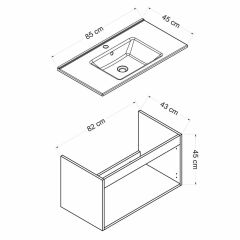 Minar Banyo Dolabı Alt 85Cm As2K+Etj Beyaz