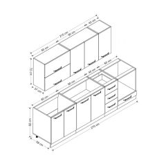 Minar 270 Cm Mutfak Dolabı Beyaz Dore 270-D6