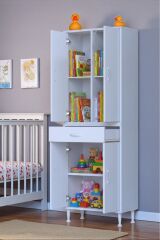 Luma Kapaklı & Çekmeceli Banyo Dolabı 70 cm Genişlikte Beyaz Dolap 70x173x32,5 cm Depolama Dolabı