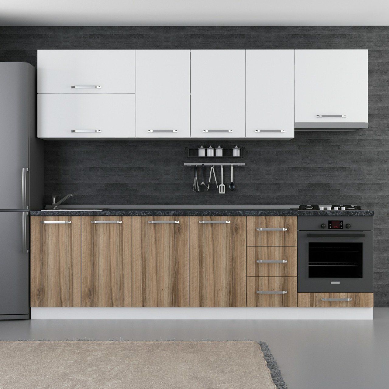 Minar 270 Cm Mutfak Dolabı Beyaz Dore 270-D8