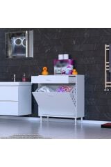 Asil 70 cm Kirli Çamaşır Sepetli Banyo Dolabı 1 Çekmeceli Mutfak Çok Amaçlı Dolap 70x88x32,5 cm