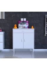 Taha 70 cm 3 Bölmeli Beyaz Çok Amaçlı Dolap 2 Raflı Banyo Mutfak Dolabı 70x88x32,5 cm Düzenleyici