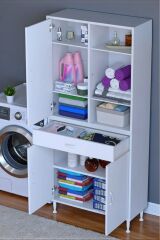 Rivo 4 Raflı Banyo/Mutfak Dolabı 70 cm Beyaz Renkli Çok Amaçlı Dolap 70x173x32,5 cm Ebatlarında