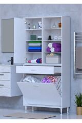 Rule Sepetli Banyo/Mutfak Dolabı 70 cm Genişliğe Sahip 70x171x32,5 cm İki Sepetli Beyaz Dolap