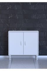 Arden 70 cm Beyaz 2 Bölmeli Banyo Düzenleyici Dolap 1 Raflı Çok Amaçlı Mutfak Dolabı 70x75x32,5 cm