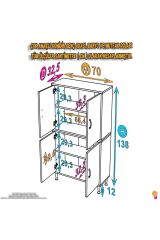 Nuve Geniş Depolama Alanlı Dolap 70 cm Banyo/Mutfak Çok Fonksiyonlu 70x138x32,5 cm Saklama Dolabı