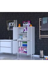 Nuve Geniş Depolama Alanlı Dolap 70 cm Banyo/Mutfak Çok Fonksiyonlu 70x138x32,5 cm Saklama Dolabı