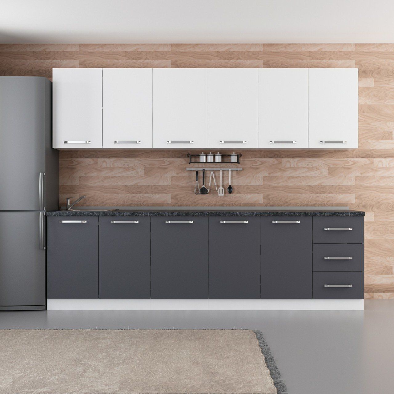 Minar 275 Cm Mutfak Dolabı Beyaz Antrasit 275-A1