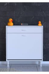 Asil 75 cm Kirli Çamaşır Sepetli Banyo Dolabı 1 Çekmeceli Mutfak Çok Amaçlı Dolap 75x88x32,5 cm