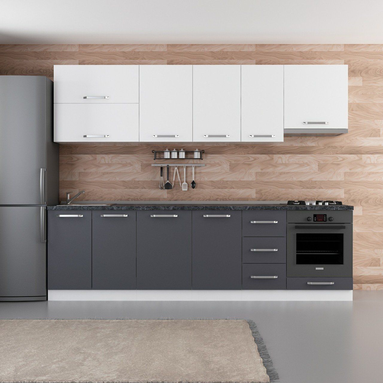 Minar 275 Cm Mutfak Dolabı Beyaz Antrasit 275-A5