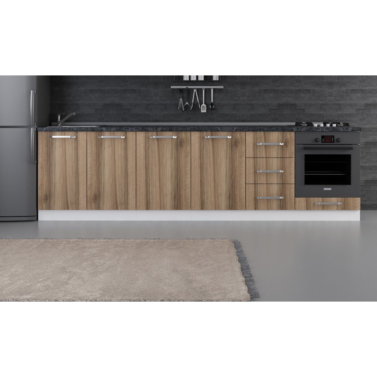 Minar 295 Cm Mutfak Dolabı Beyaz Dore 295-D6-Alt Modül