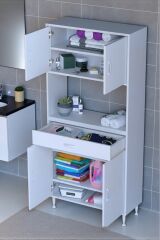 Artex 75 cm Yüksek Organizasyonlu Boy Dolabı 75x173x32,5 cm Beyaz Banyo/Mutfak Dolabı