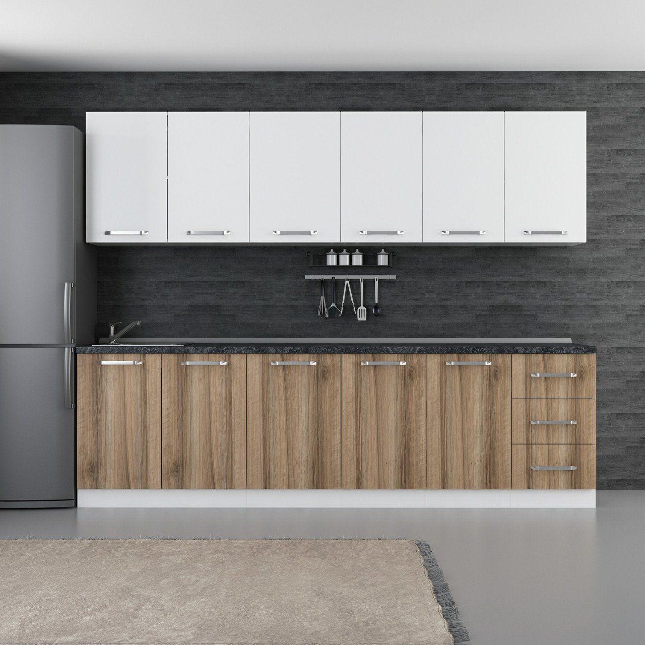 Minar 275 Cm Mutfak Dolabı Beyaz Dore 275-D1