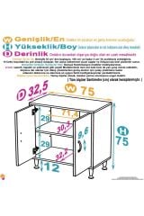 Arden 75 cm Beyaz 2 Bölmeli Banyo Düzenleyici Dolap 1 Raflı Çok Amaçlı Mutfak Dolabı 75x75x32,5 cm