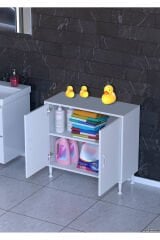 Arden 75 cm Beyaz 2 Bölmeli Banyo Düzenleyici Dolap 1 Raflı Çok Amaçlı Mutfak Dolabı 75x75x32,5 cm