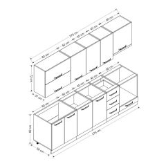 Minar 275 Cm Mutfak Dolabı Beyaz Dore 275-D5