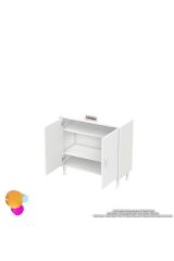 Sabir 75 cm 2 Raflı Beyaz Banyo Mutfak Dolabı 3 Bölmeli Çok Amaçlı Dolap 75x75x32,5 cm Düzenleyici