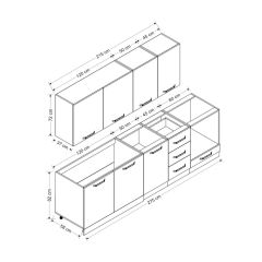 Minar 275 Cm Mutfak Dolabı Beyaz Dore 275-D6